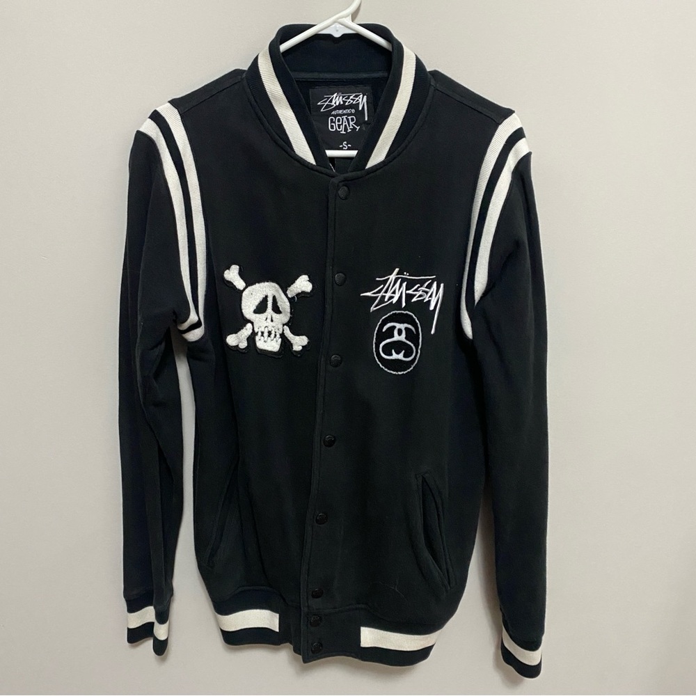 Stussy Skull Varsity Jacket in Black - Size Small